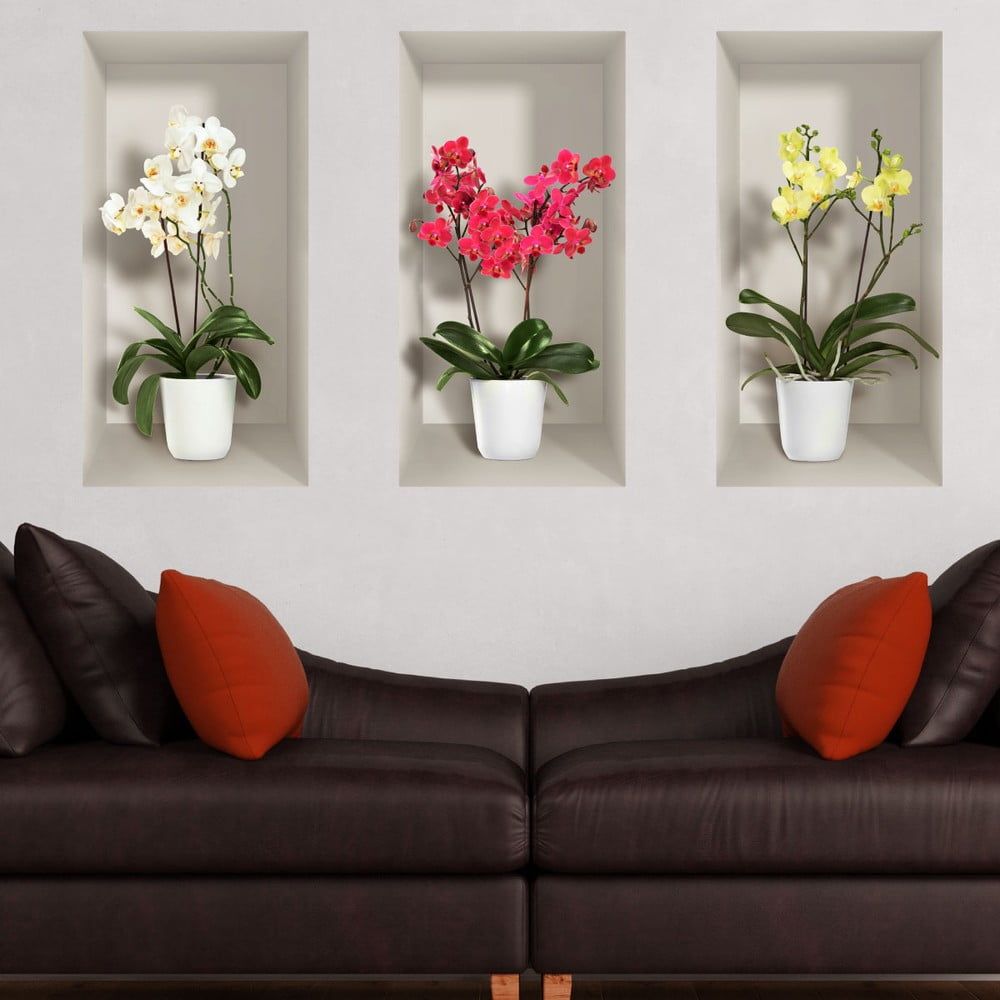 Sada 3 3D samolepek na zeď Ambiance Orchids - Bonami.cz