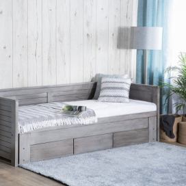 Rozkádací postel dřevěná šedá s roštem 90 x 200 cm CAHORS