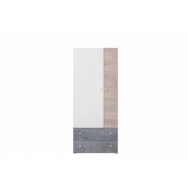Skříň Sigma SI3 L/P Bílý lux / beton / Dub