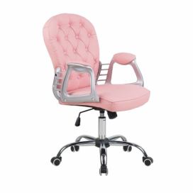 Kancelářská židle z eko kůže růžová PRINCESS
