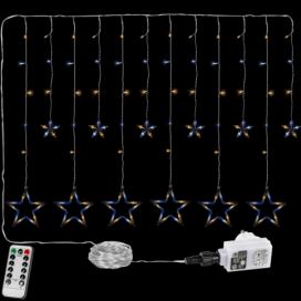 VOLTRONIC® Vánoční závěs - 12 hvězd, 150 LED, teple/studeně bílý