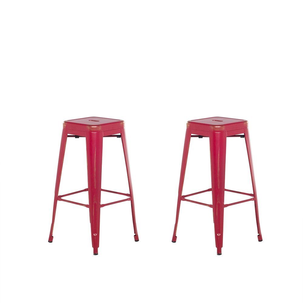 Sada 2 ocelových barových stoliček 76 cm červené/zlaté CABRILLO - Beliani.cz