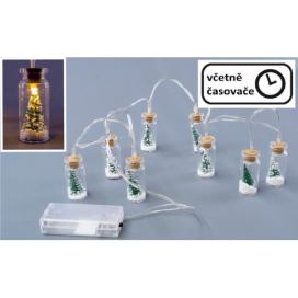 Nexos  Vánoční dekorativní řetěz - 8 LED, mini skleničky se stromky