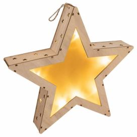 Nexos  Vánoční dřevěná hvězda s 3D efektem, 10 LED