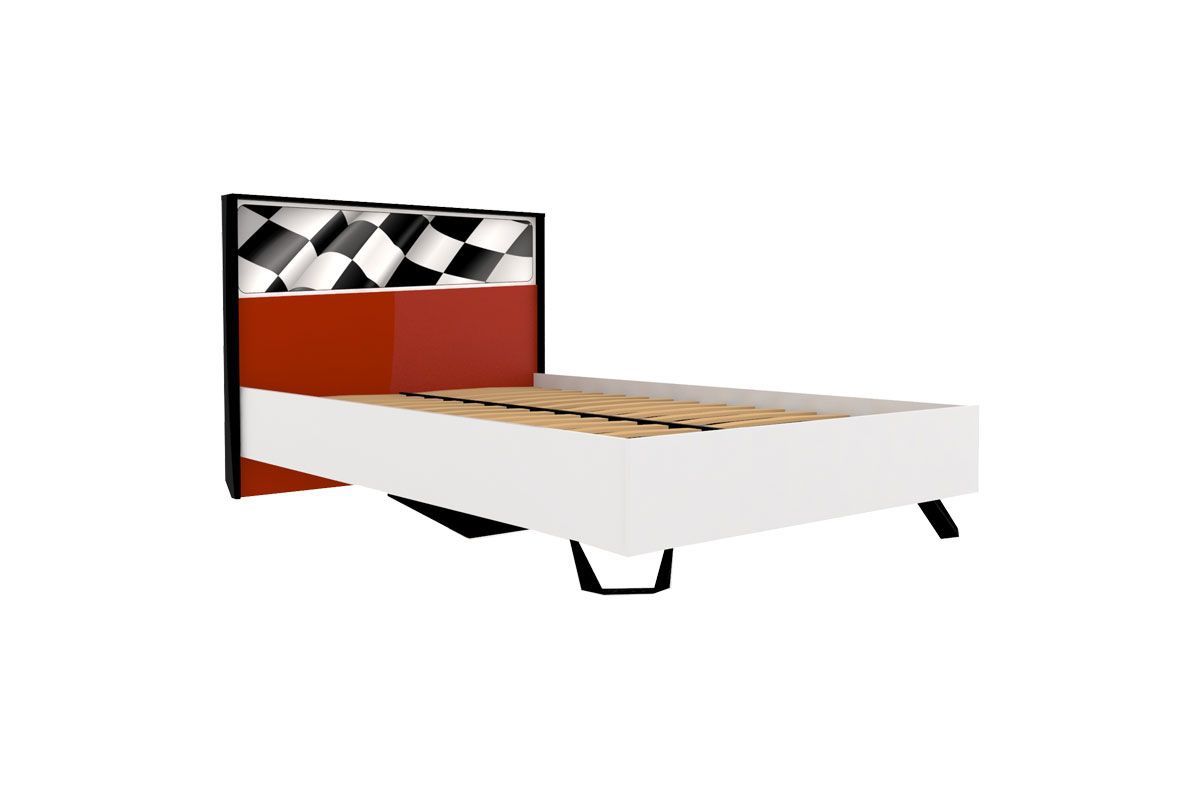Dětská postel Racer 120x200cm - bílá/červená/rock - Nábytek Harmonia s.r.o.