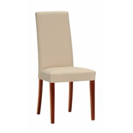 ATAN Jídelní židle Nancy - koženka beige/třešeň - II.jakost