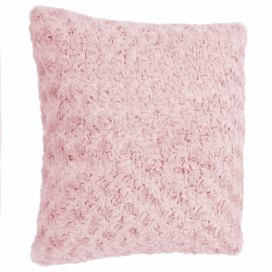 Atmosphera Dekorativní polštář kožešina v růžové barvě, chlupatá dekorace pro obývací pokoj.