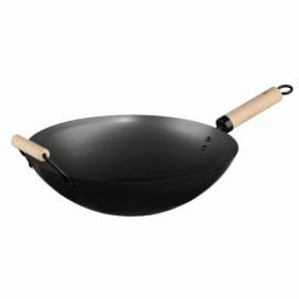EMAKO.CZ s.r.o.: Ocelová wok s dřevěnou rukojetí, pevná a praktická hluboká pánev pro orientální pokrmy