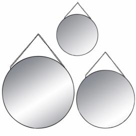 DekorStyle Sada 3 nástěnných černých zrcadel