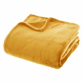 Žlutá deka UNI, 180 x 230 cm, polyester, Atmosphera