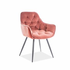 Židle CHERRY Nohy VELVET Černé Sedák růžový antický BLUVEL 52