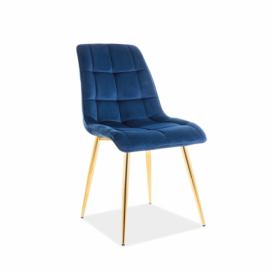 Židle CHIC VELVET ZLATÁ konstrukce/tmavě modrý BLUVEL 86