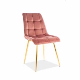 Židle CHIC VELVET ZLATÁ konstrukce/růžový antický BLUVEL 52