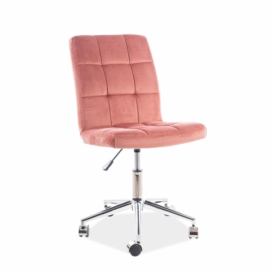 Židle kancelářská Q020 VELVET ANT. růžový BLUVEL52
