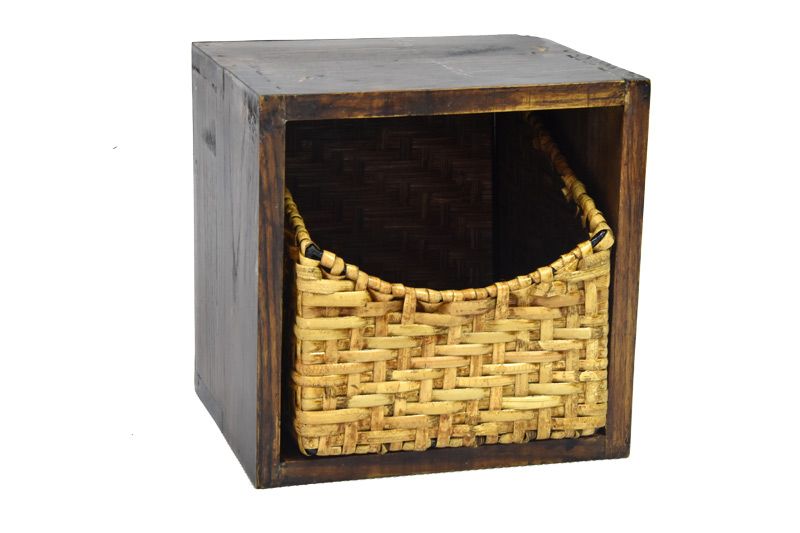 Vingo Dřevěná police s košíkem Rozměry (cm): 16x34, v. 17 - Vingo