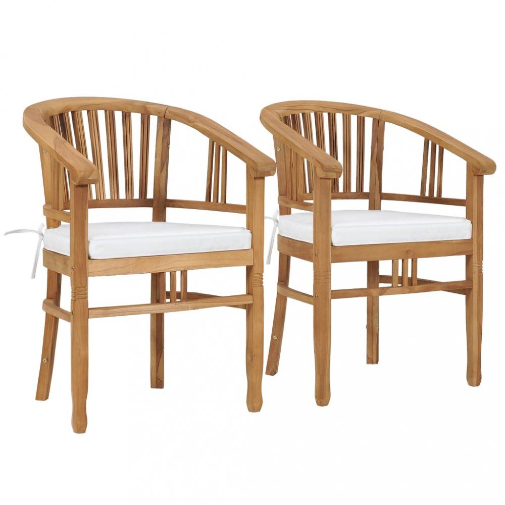 Zahradní židle s poduškami 2 ks  teakové dřevo Dekorhome Krémová - DEKORHOME.CZ
