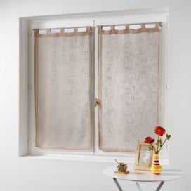 Douceur d\'intérieur Kuchyňská krátká záclona HALTONA, 60 x 160 cm, hnědá, 2 ks.