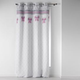 Douceur d\'intérieur Závěs MADEMOISELLE, 140 x 260 cm, bílý s růžovými mašlemi