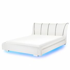 Kožená vodní postel s LED 140 x 200 cm bílá NANTES