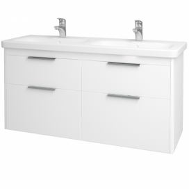 Dřevojas Koupelnová skříňka ENZO SZZ4 130 - L01 Bílá vysoký lesk / M01 Bílá mat