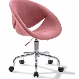 Čalouněná židle na kolečkách Celeste - růžová