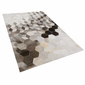 Šedý kožený koberec 140 x 200 cm SASON