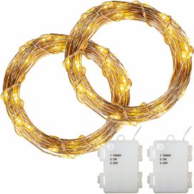VOLTRONIC Sada 2 kusů světelných drátů - 200 LED, teplá bílá