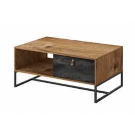 Konferenční stolek moderní z szuflada Arti 104 Dub ribbeck / Černý kamien