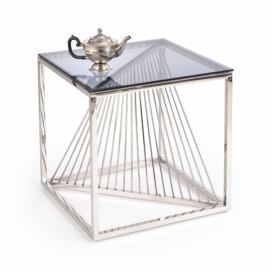 Halmar Konferenční stolek INFINITY KWADRAT - nerez/kouřové sklo