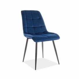 Židle CHIC MATT VELVET 79 Černá konstrukce / tmavě modrý