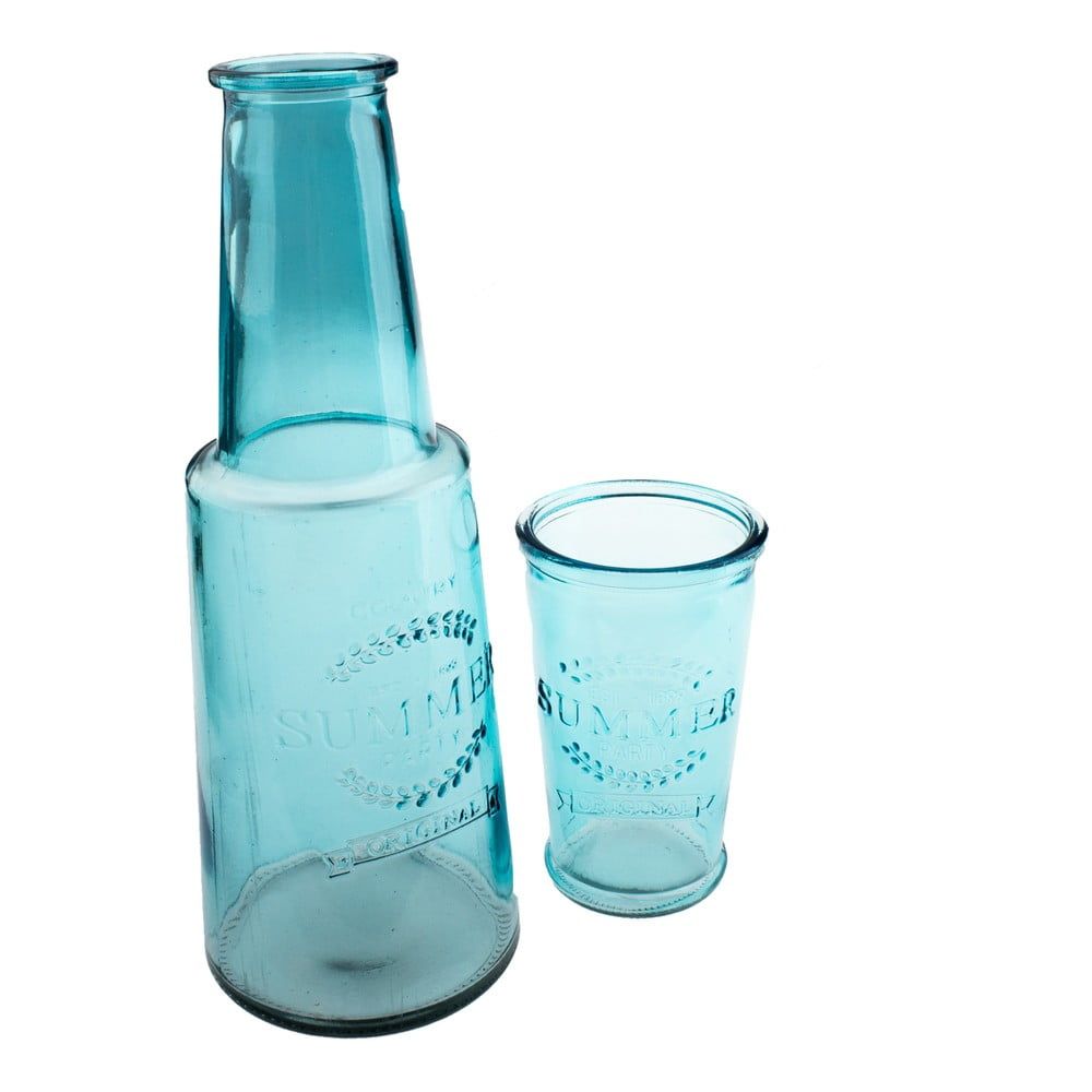 Modrá skleněná karafa se sklenicí, 800 ml - Bonami.cz