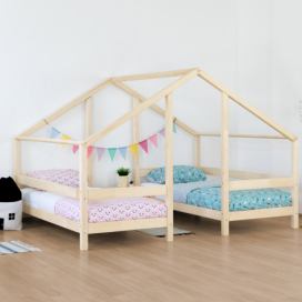 Benlemi Domečková postel pro dvě děti VILLY Zvolte barvu: Přírodní dekor bez laku, Rozměr: 90x160 cm