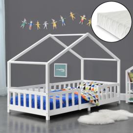 [en.casa] Dětská postel TREVIOLO AAKB-8780 90x200 cm bílá s matrací