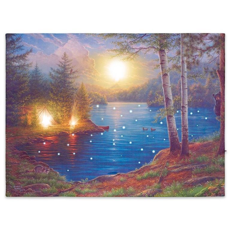 Nexos  Nástěnná malba horské jezero, 43 LED, 30 x 40 cm - Kokiskashop.cz