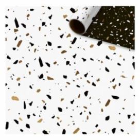 Balicí papír černobílý se zlatými konfetami