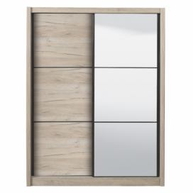 Šatní skříň s posuvnými dveřmi a zrcadlem Debby 165 - dub šedý
