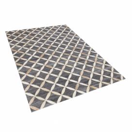 Kožený koberec 140 x 200 cm šedobéžový GENC