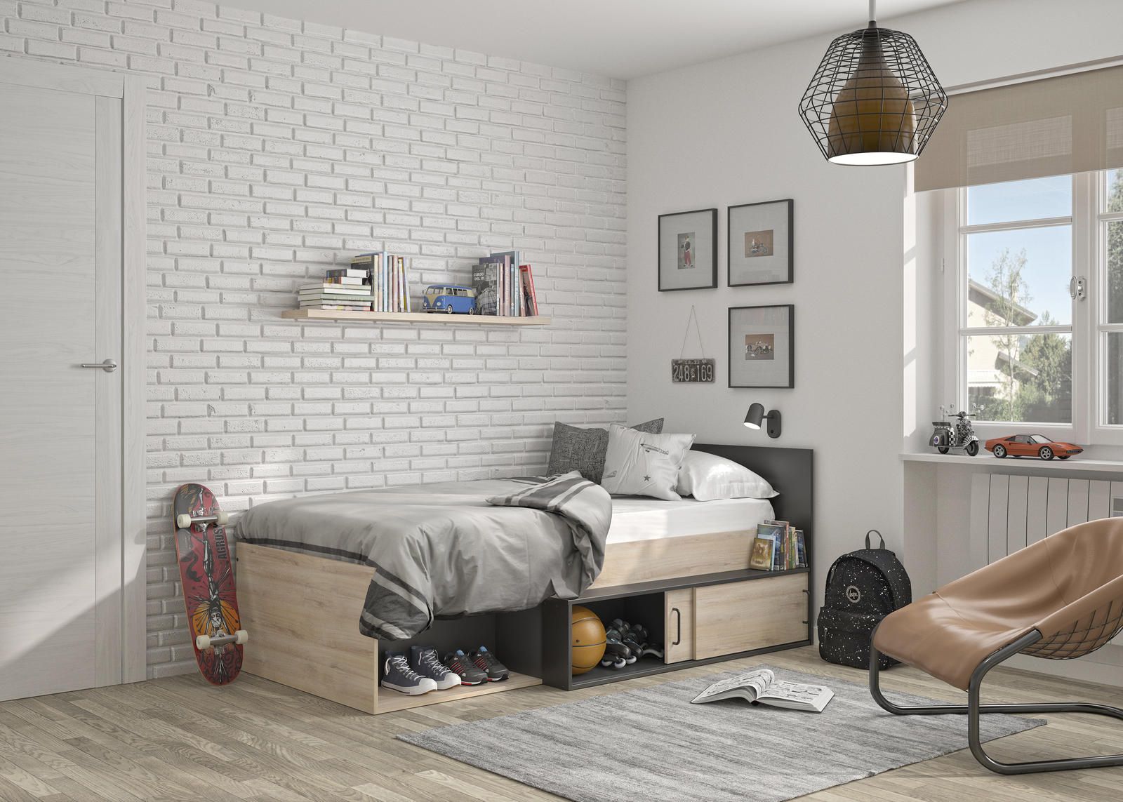 Aldo Kompaktní dětská postel v industriálním designu Erquy - Nábytek ALDO