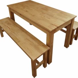 Stůl 140x70 + 2 lavice CORONA 2 vosk Mdum