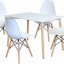 Jídelní stůl 120x80 UNO bílý + 4 židle UNO bílé Mdum