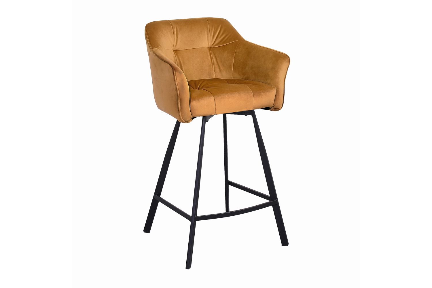 LuxD Designová barová židle s područkami Giuliana 100 cm hořčičný samet - Estilofina-nabytek.cz