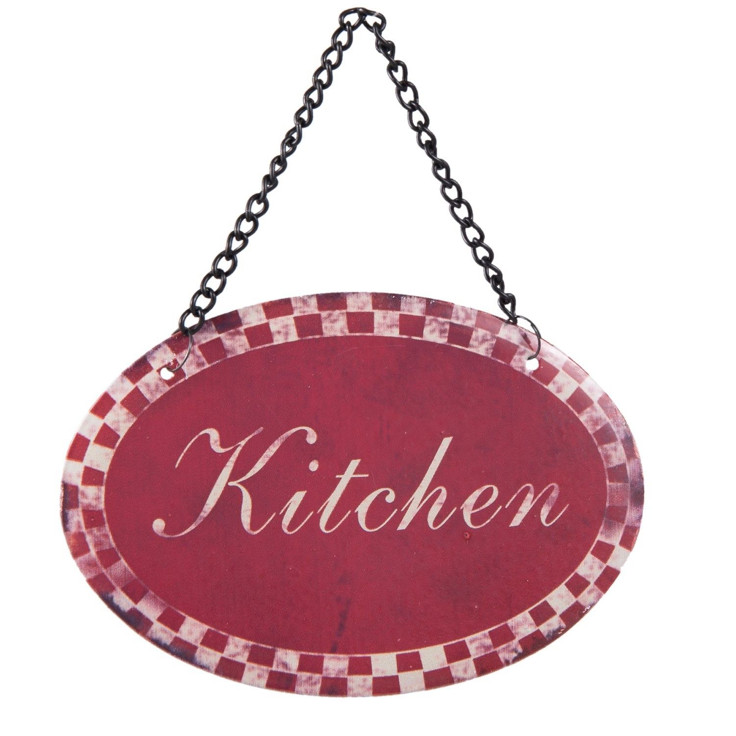 Červená závěsná cedulka Kitchen - 12*8 cm Clayre & Eef - LaHome - vintage dekorace