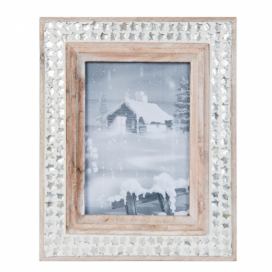 Dřevěný fotorámeček s kamínkovým lemováním - 22*27 cm / 13*18 cm Clayre & Eef LaHome - vintage dekorace
