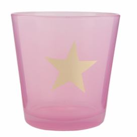 Růžový svícen na čajovou svíčku s hvězdou - Ø 10*10 cm   Clayre & Eef