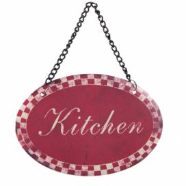 Červená závěsná cedulka Kitchen - 12*8 cm Clayre & Eef LaHome - vintage dekorace