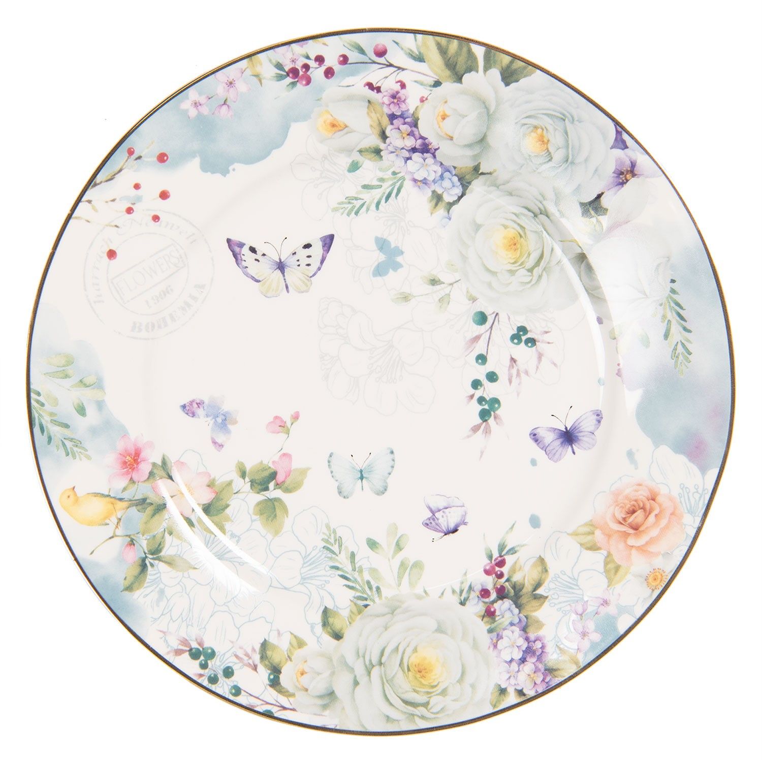 Porcelánový dezertní talíř Butterfly - Ø 19*2 cm Clayre & Eef - LaHome - vintage dekorace