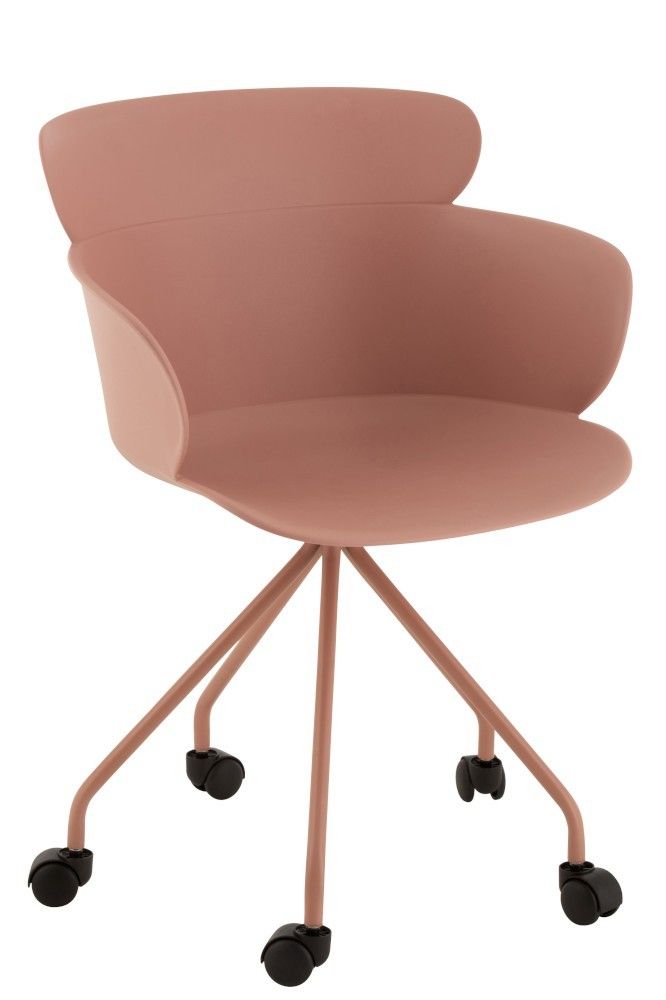 Plastová růžová židle na kolečkách Eva - 56*53*81 cm J-Line by Jolipa - LaHome - vintage dekorace