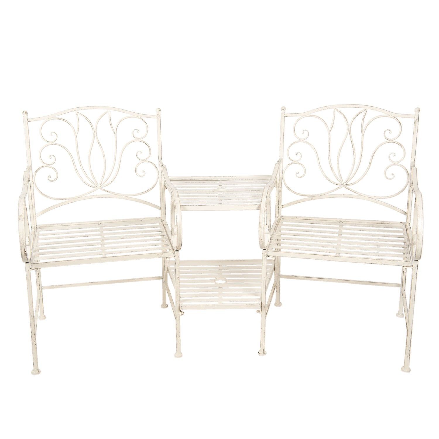 Kovová lavice 2křesla+stolek - 160*69*92 cm Clayre & Eef - LaHome - vintage dekorace