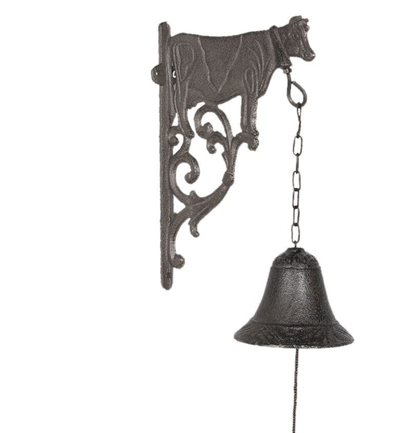 Litinový zvonek s krávou Cow - 10*19*25 cm Clayre & Eef - LaHome - vintage dekorace