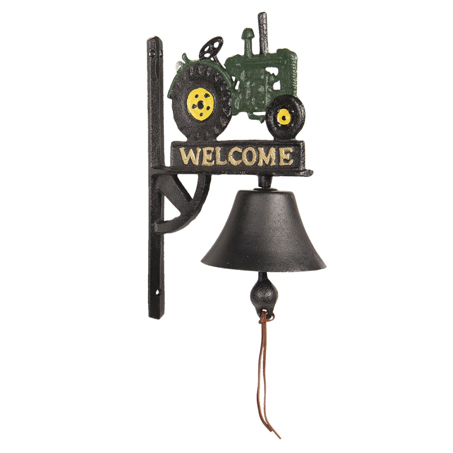 Litinový zvonek s traktorem a nápisem Welcome - 21*13*33 cm Clayre & Eef - LaHome - vintage dekorace